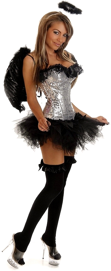 Sequin Dark Angel 4 Piece Costume