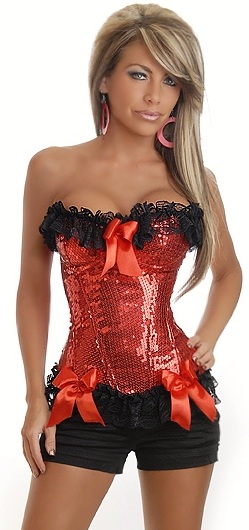 Red Sequin Burlesque Corset