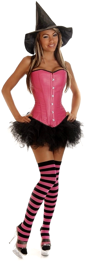 Pink Pin-Up Witch 4 Piece Costume