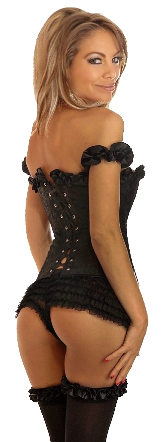 Embroidered Black Peasant Corset Top