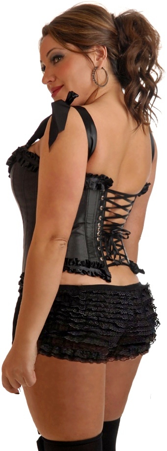 Black Tie-Strap Burlesque Corset