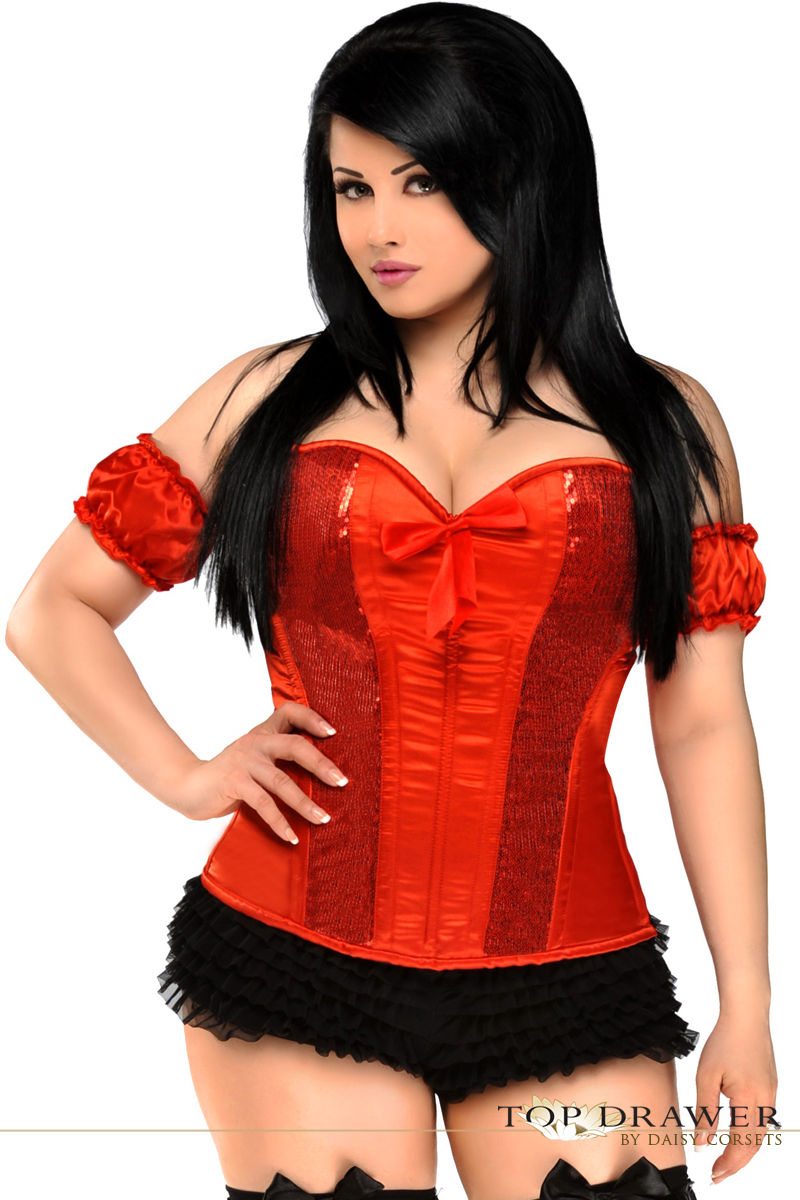 Top Drawer Steel Boned Red Sequin Corset