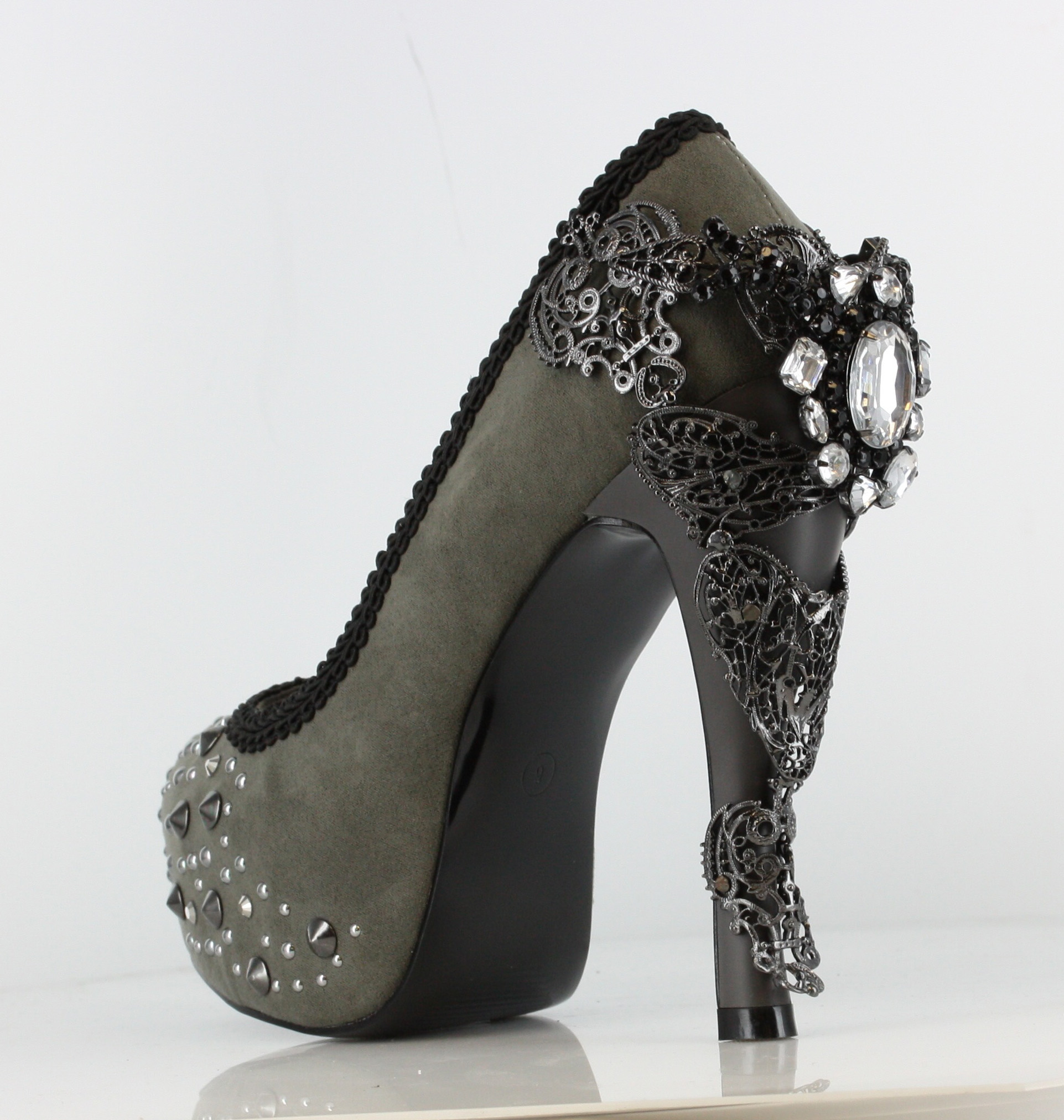 Amina - Suede Platform Steampunk Pumps