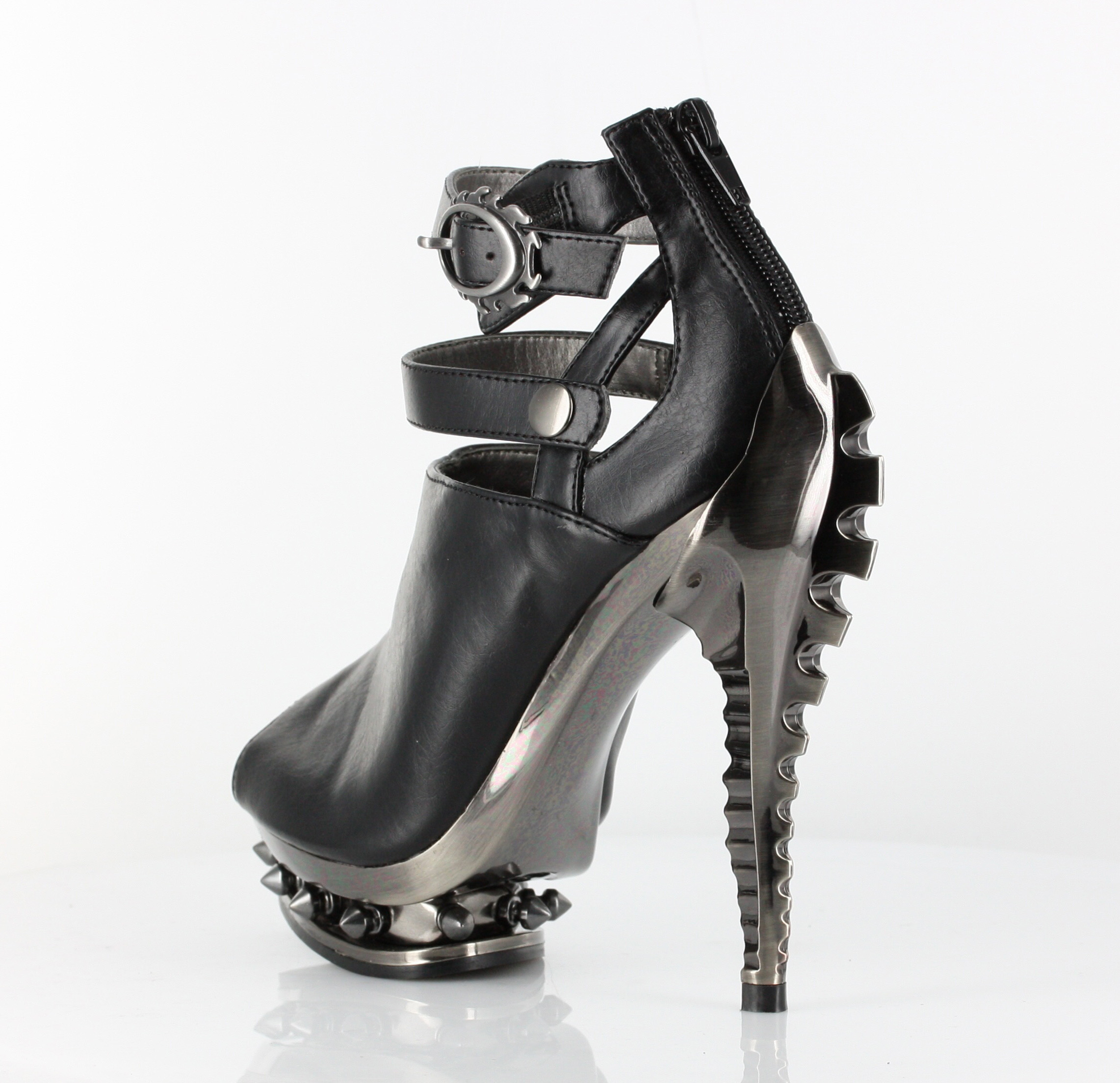 Rogue - Black Open Toe Platform Bootie