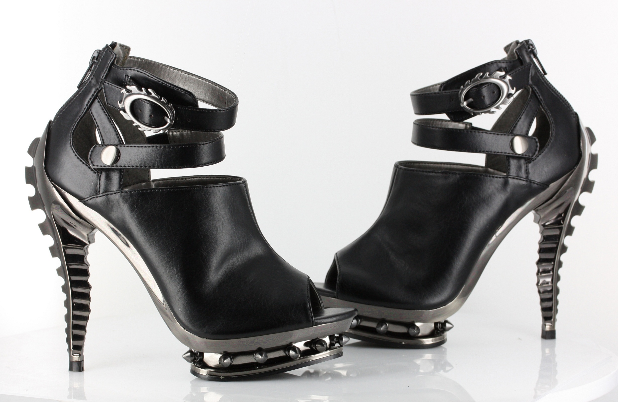 Rogue - Black Open Toe Platform Bootie