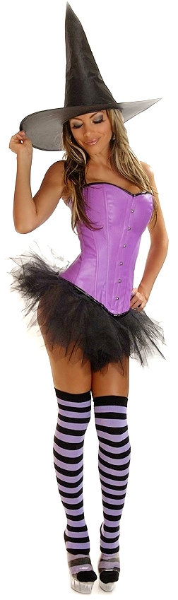 Four Piece Purple Pin-Up Witch Costume