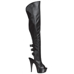 Juliette - 6 Inch Platform 3 Buckle Black Leather Thigh Boot