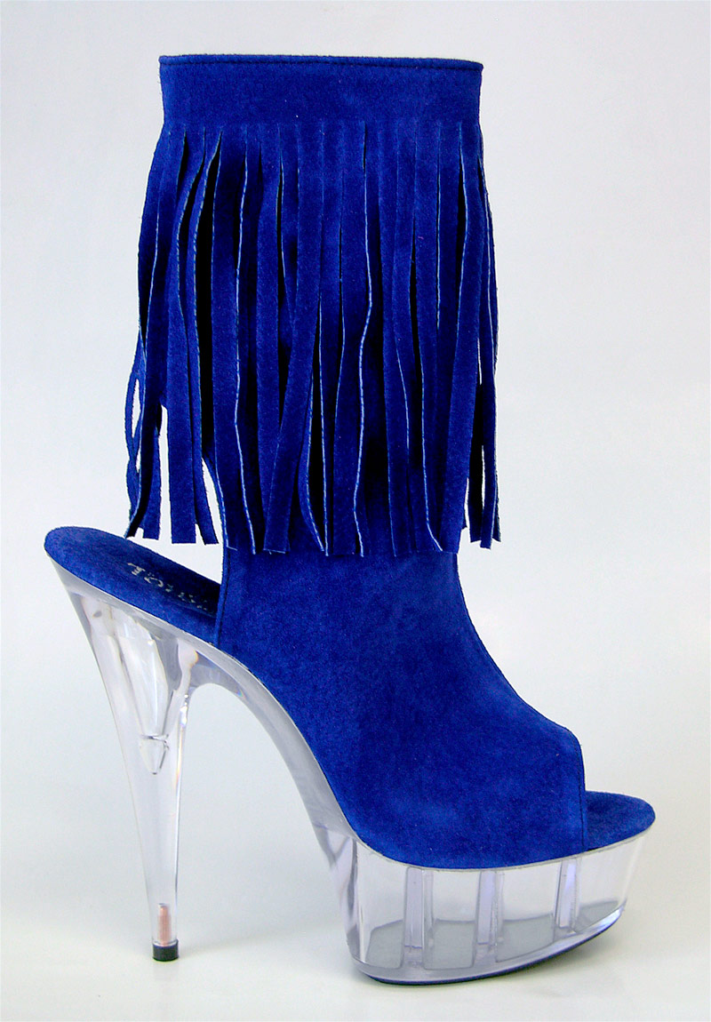 Fringe - 6 Inch Open Toe Suede Fringe Boot