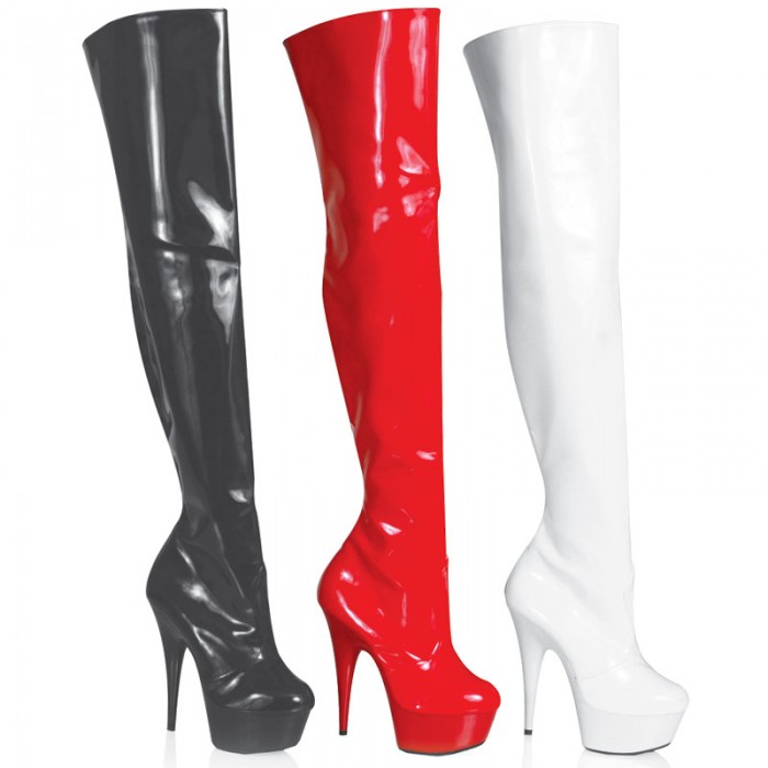 H2 Boot - 6 Inch Platform Zip Thigh Boot