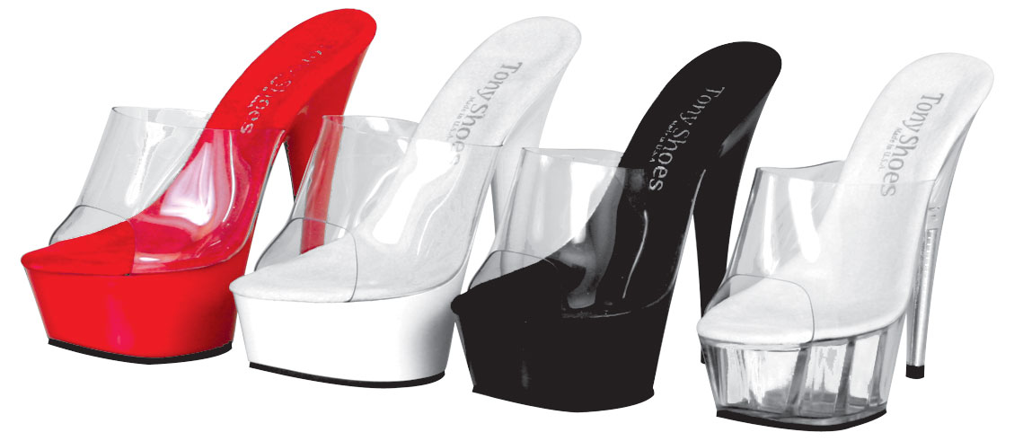 6 Inch Platform Slip-On Clear Top Mule