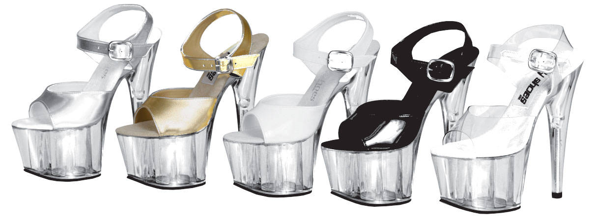 7 Inch Clear Bottom Ankle Strap Sandal